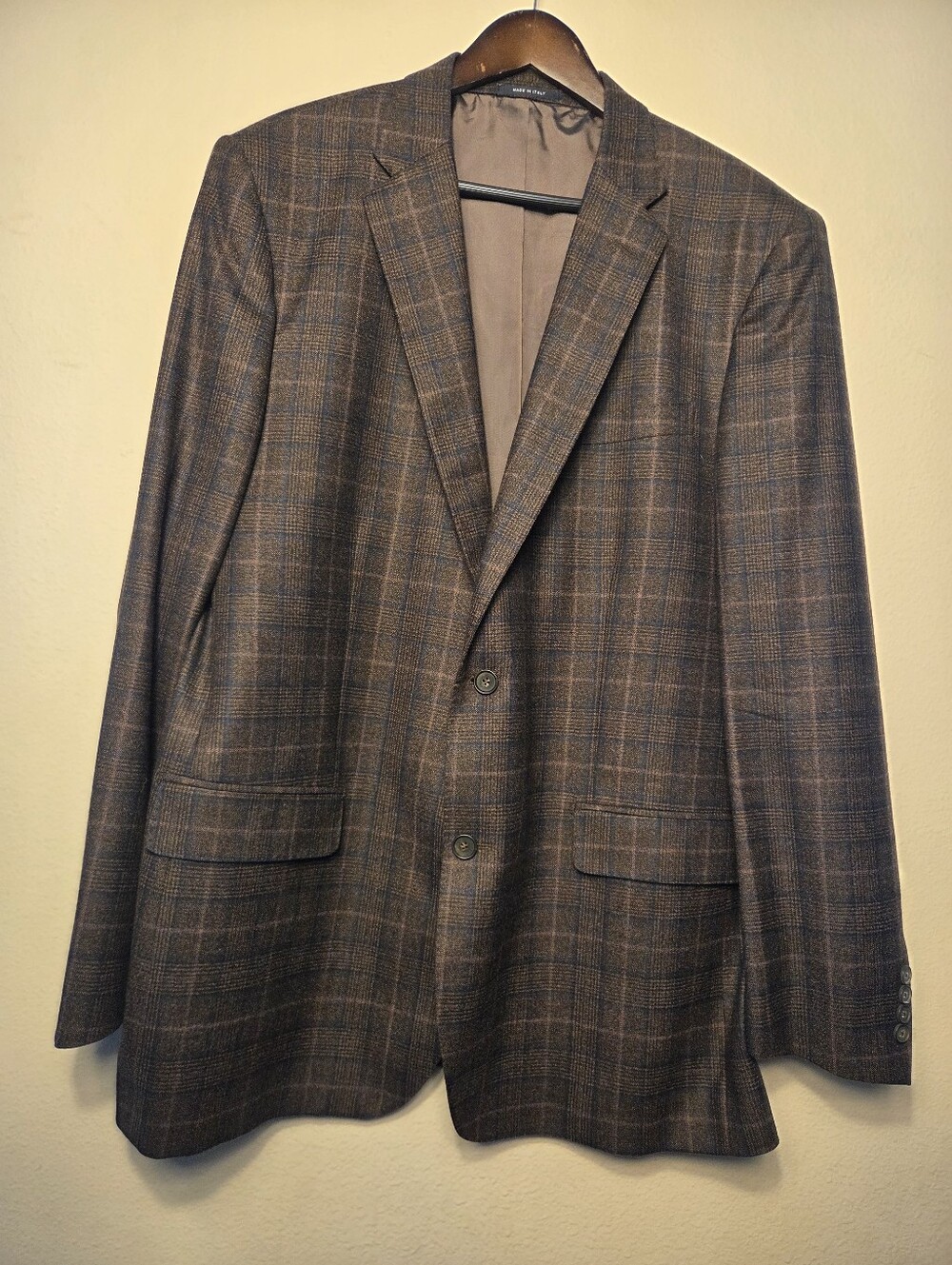Cremieux Wool Sport Coat Blazer 48L Green Check Plaid Loro Piana